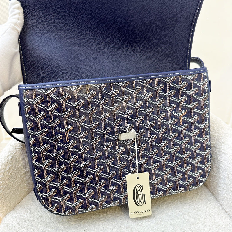 Goyard Belvedere MM in Navy Blue Signature Canvas and SHW