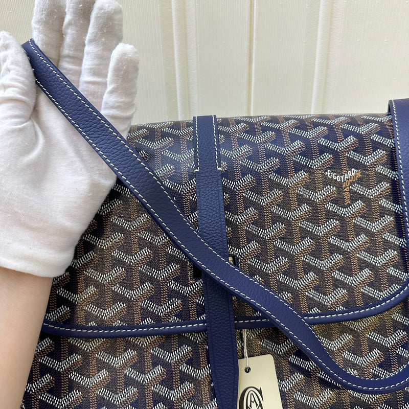 Goyard Belvedere MM in Navy Blue Signature Canvas and SHW