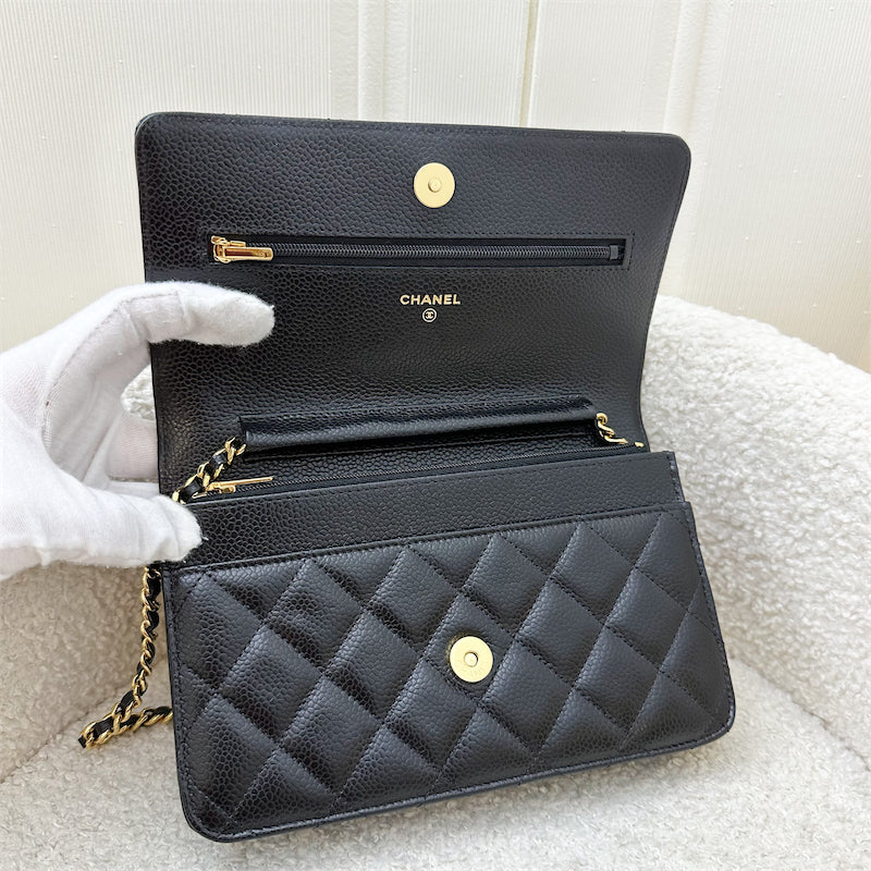 Chanel Classic Wallet on Chain WOC in Black Caviar and GHW