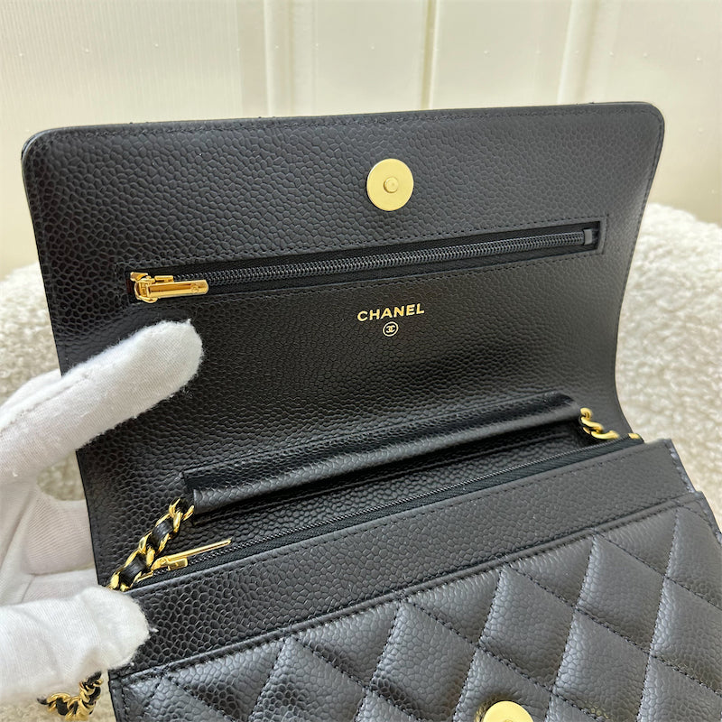 Chanel Classic Wallet on Chain WOC in Black Caviar and GHW