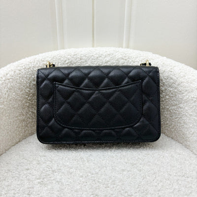 Chanel 22A Seasonal Wallet on Chain WOC in Black Caviar and GHW