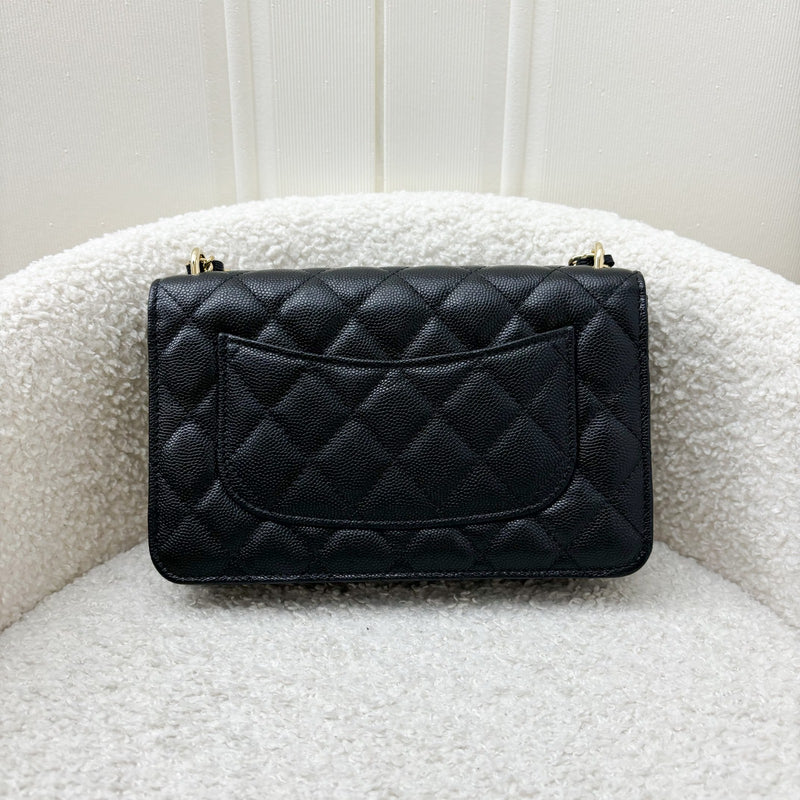 Chanel 22A Seasonal Wallet on Chain WOC in Black Caviar and GHW