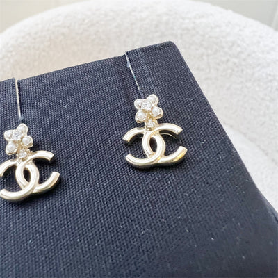 Chanel 23K CC Logo Earrings with Pearls and Crystals in GHW