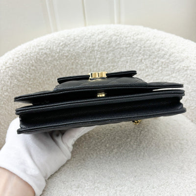 Chanel 22A Seasonal Wallet on Chain WOC in Black Caviar and GHW