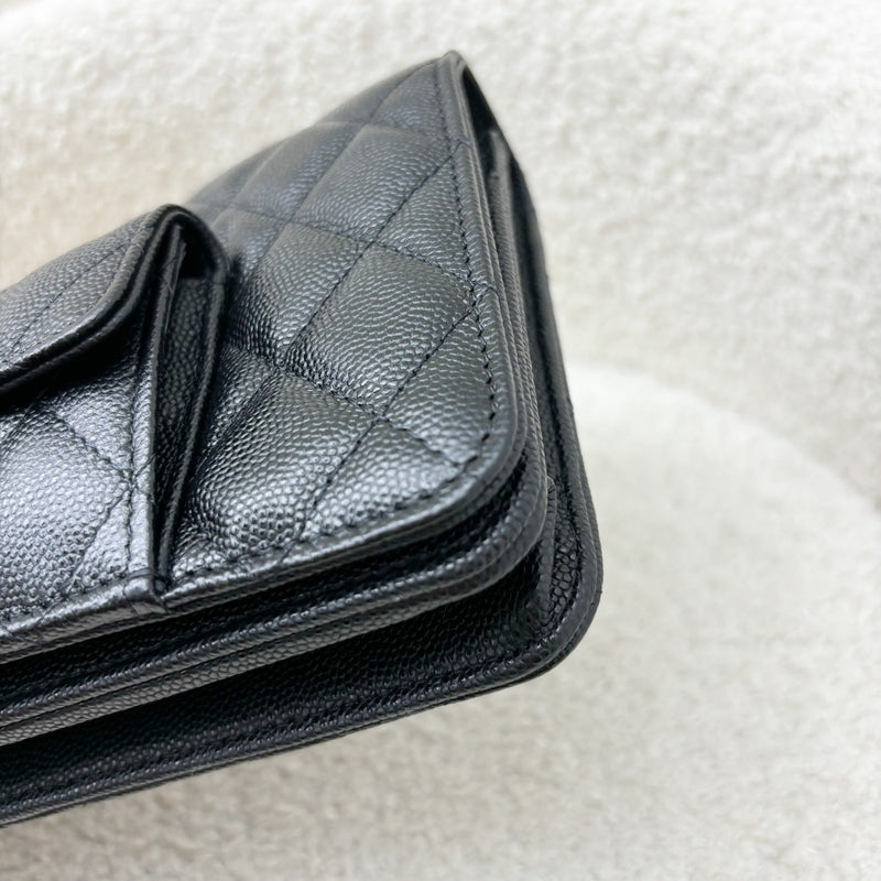 Chanel 22A Seasonal Wallet on Chain WOC in Black Caviar and GHW