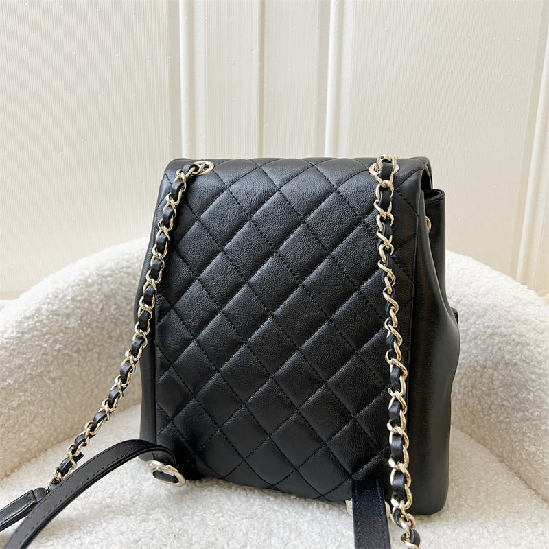Chanel 23A Triple Backpack in Black Calfskin and LGHW