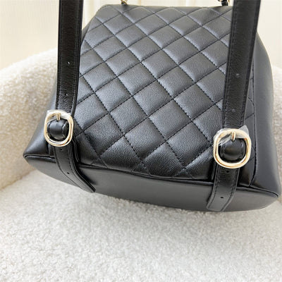 Chanel 23A Triple Backpack in Black Calfskin and LGHW