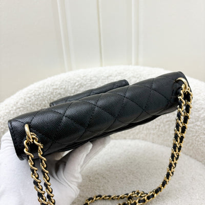 Chanel 22A Seasonal Wallet on Chain WOC in Black Caviar and GHW