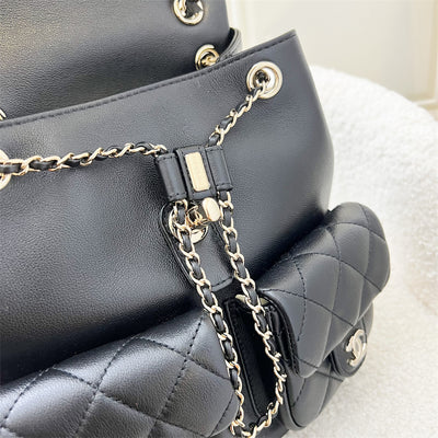 Chanel 23A Triple Backpack in Black Calfskin and LGHW