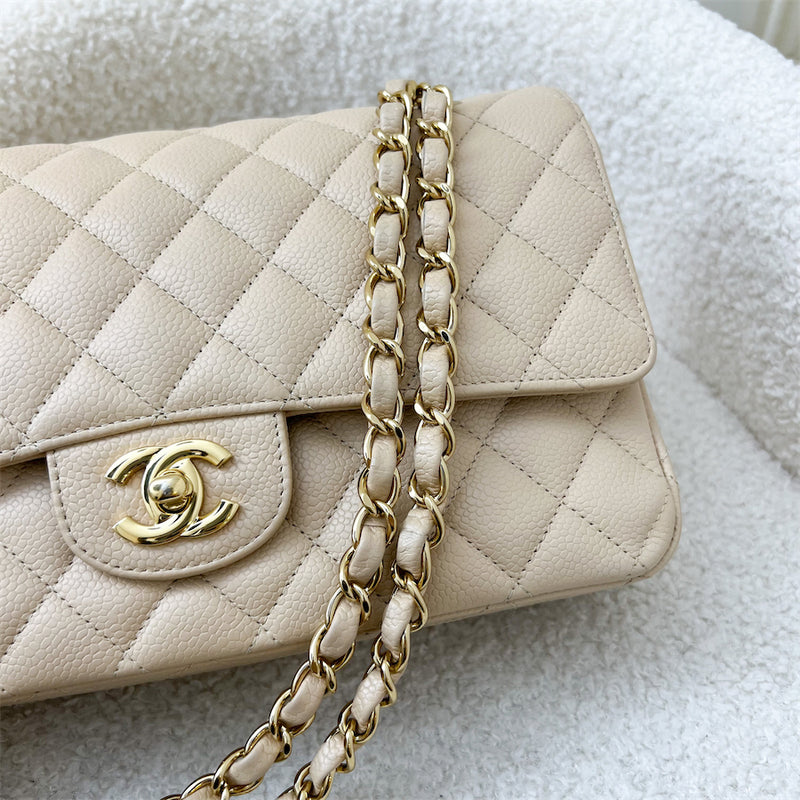 Chanel Medium Classic Flap CF in Beige Caviar and GHW