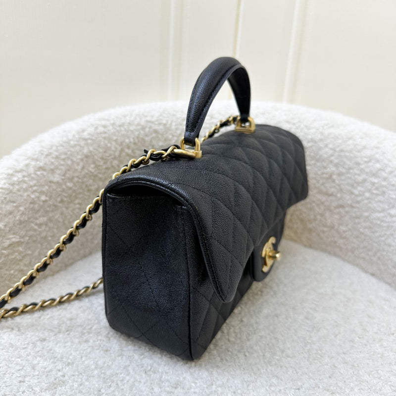 Chanel Top Handle Mini Rectangle Flap in 21S Black Caviar and AGHW