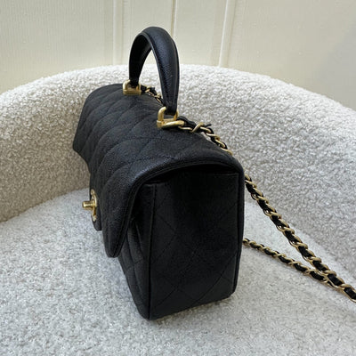 Chanel Top Handle Mini Rectangle Flap in 21S Black Caviar and AGHW