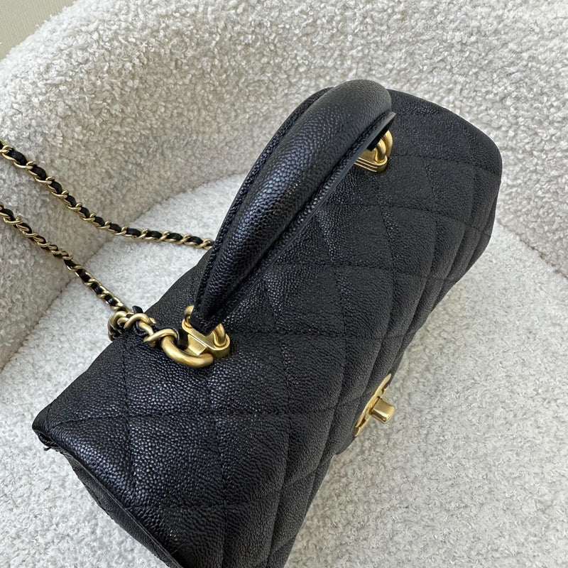 Chanel Top Handle Mini Rectangle Flap in 21S Black Caviar and AGHW