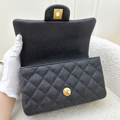 Chanel Top Handle Mini Rectangle Flap in 21S Black Caviar and AGHW