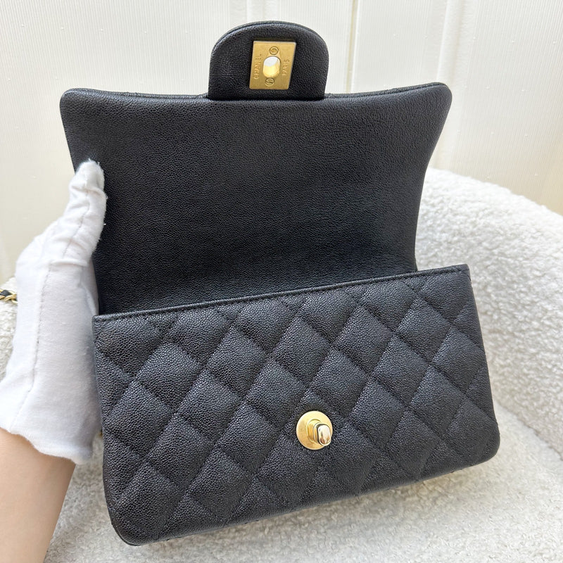 Chanel Top Handle Mini Rectangle Flap in 21S Black Caviar and AGHW