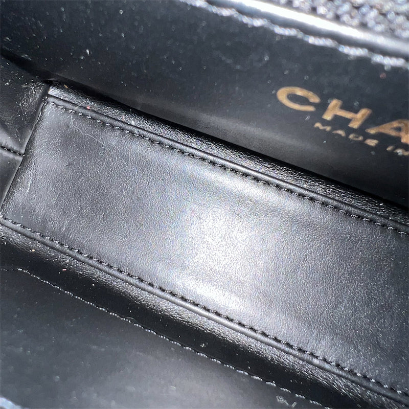 Chanel Mini / Small Kelly Bag in 24A Black Shiny Distressed Calfskin and AGHW (Model: AS4416)