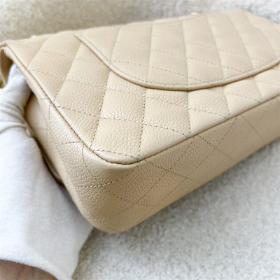 Chanel Medium Classic Flap CF in Beige Caviar and GHW