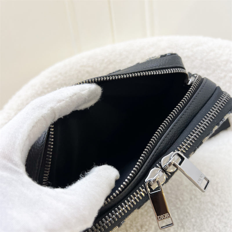 (Partial) Dior Essentials Pouch with Strap in Beige and Black Dior Oblique Jacquard