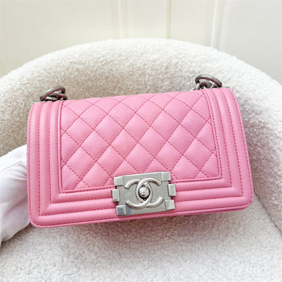 Chanel Small 20cm Boy Flap in Pink Caviar and Aged SHW