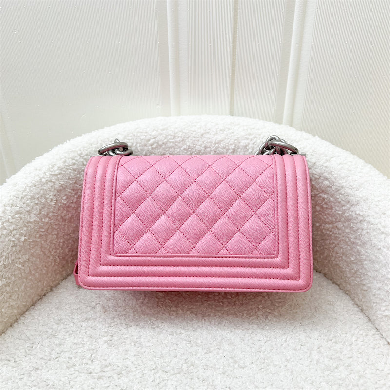 Chanel Small 20cm Boy Flap in Pink Caviar and Aged SHW