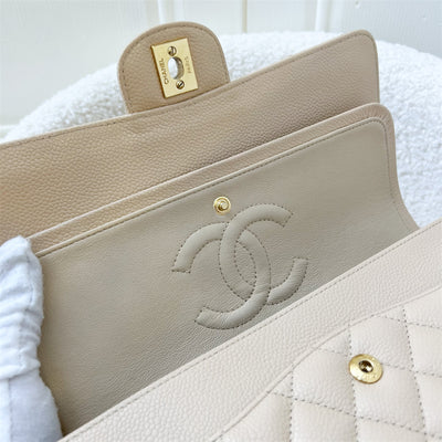 Chanel Medium Classic Flap CF in Beige Caviar and GHW