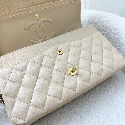 Chanel Medium Classic Flap CF in Beige Caviar and GHW