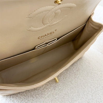 Chanel Medium Classic Flap CF in Beige Caviar and GHW