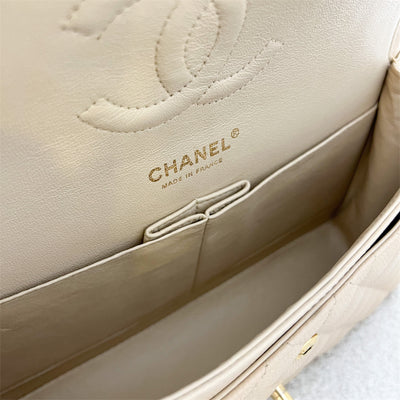Chanel Medium Classic Flap CF in Beige Caviar and GHW