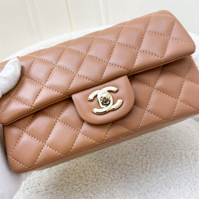 Chanel Classic Mini Rectangle Flap in 21P Caramel Lambskin and LGHW