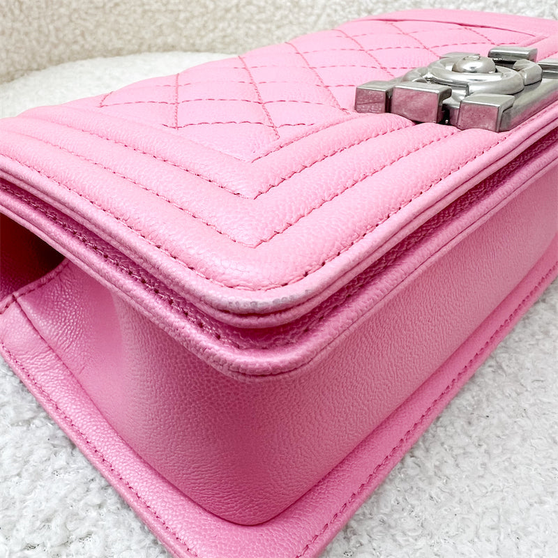 Chanel Small 20cm Boy Flap in Pink Caviar and Aged SHW