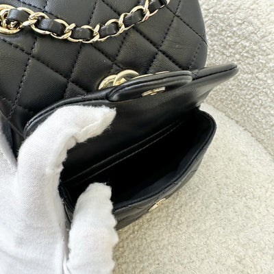 Chanel 22A Duma Mini Backpack in Black Lambskin and LGHW