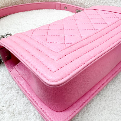 Chanel Small 20cm Boy Flap in Pink Caviar and Aged SHW