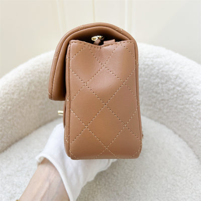 Chanel Classic Mini Rectangle Flap in 21P Caramel Lambskin and LGHW