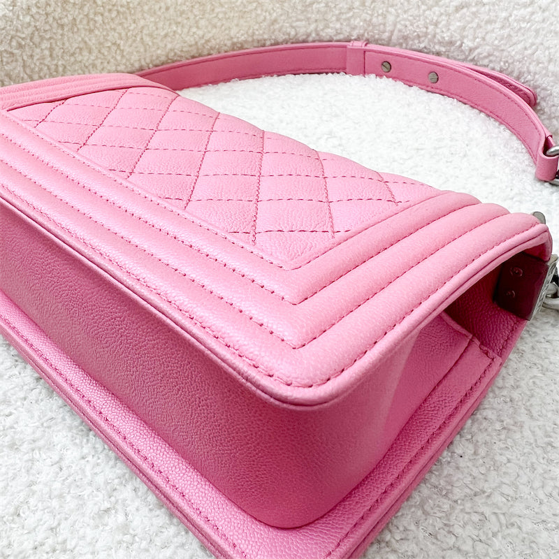 Chanel Small 20cm Boy Flap in Pink Caviar and Aged SHW