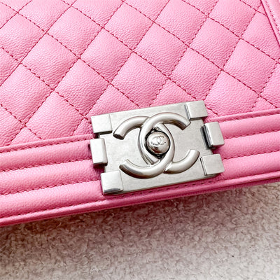 Chanel Small 20cm Boy Flap in Pink Caviar and Aged SHW