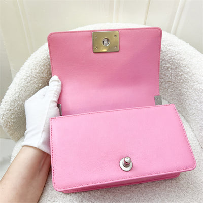 Chanel Small 20cm Boy Flap in Pink Caviar and Aged SHW