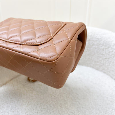 Chanel Classic Mini Rectangle Flap in 21P Caramel Lambskin and LGHW