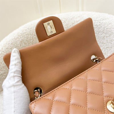 Chanel Classic Mini Rectangle Flap in 21P Caramel Lambskin and LGHW