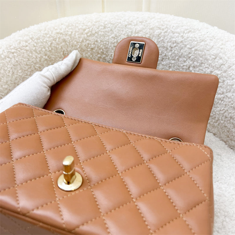 Chanel Classic Mini Rectangle Flap in 21P Caramel Lambskin and LGHW