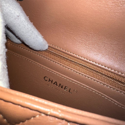 Chanel Classic Mini Rectangle Flap in 21P Caramel Lambskin and LGHW