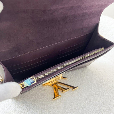 LV Louise Clutch with Chain in Maroon Leather and GHW