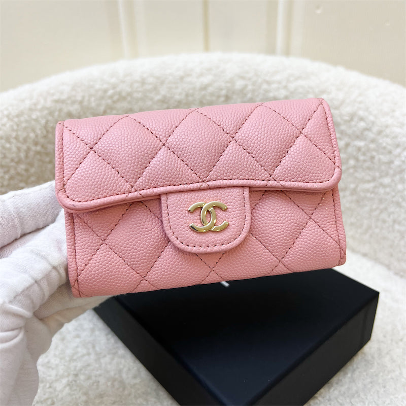 Chanel Classic Snap Cardholder in 22C Pink Caviar and LGHW