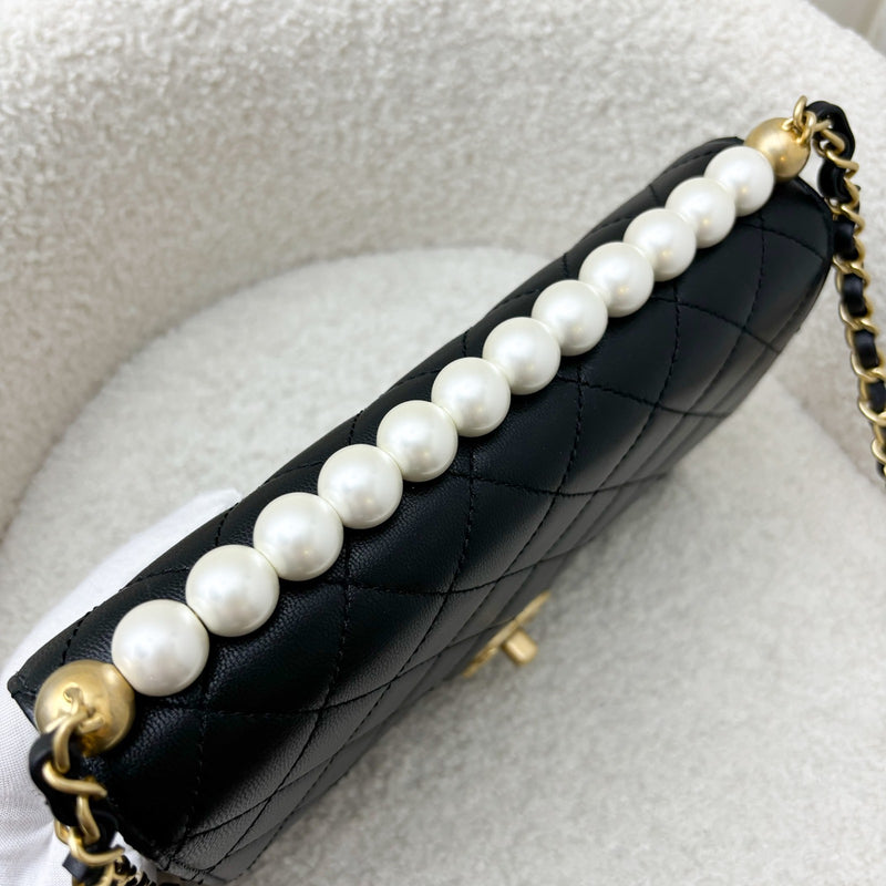 Chanel Chic Pearls Small Flap in Black Goatskin and AGHW