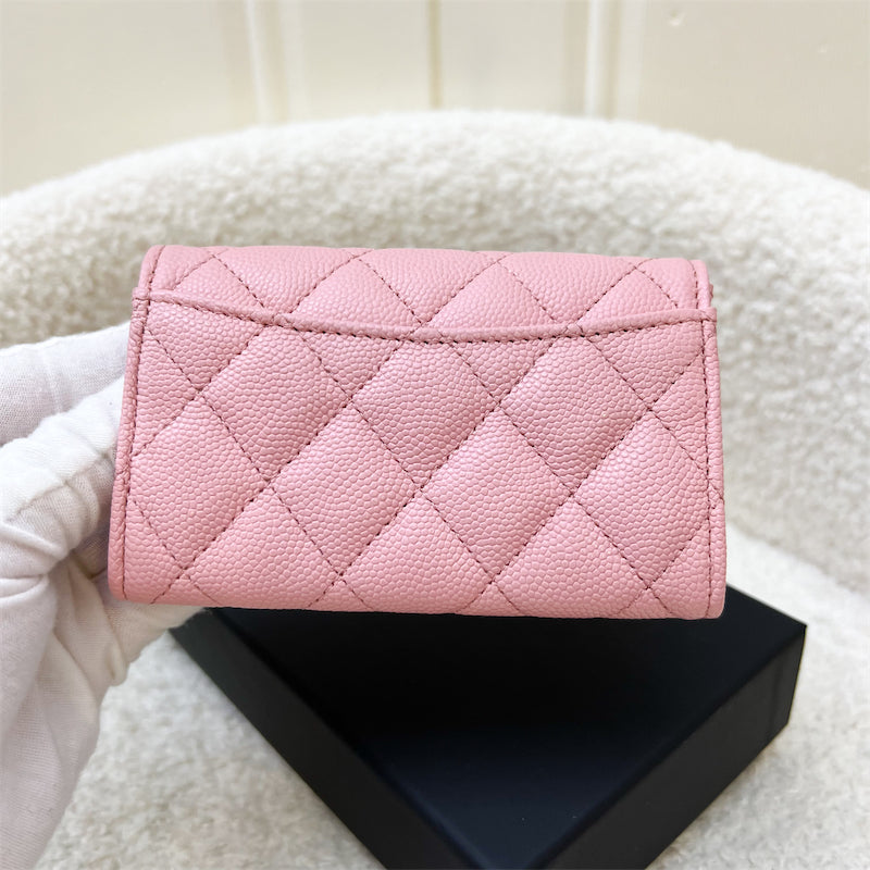 Chanel Classic Snap Cardholder in 22C Pink Caviar and LGHW