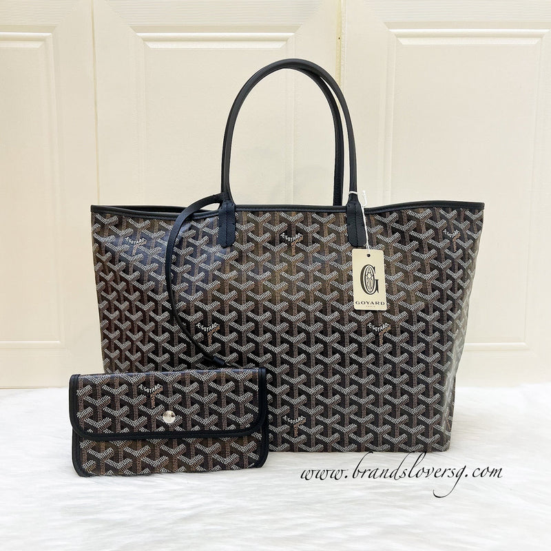 Goyard Saint Louis PM Tote in Black Signature Goyardine Canvas