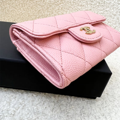 Chanel Classic Snap Cardholder in 22C Pink Caviar and LGHW