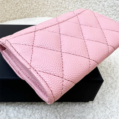 Chanel Classic Snap Cardholder in 22C Pink Caviar and LGHW