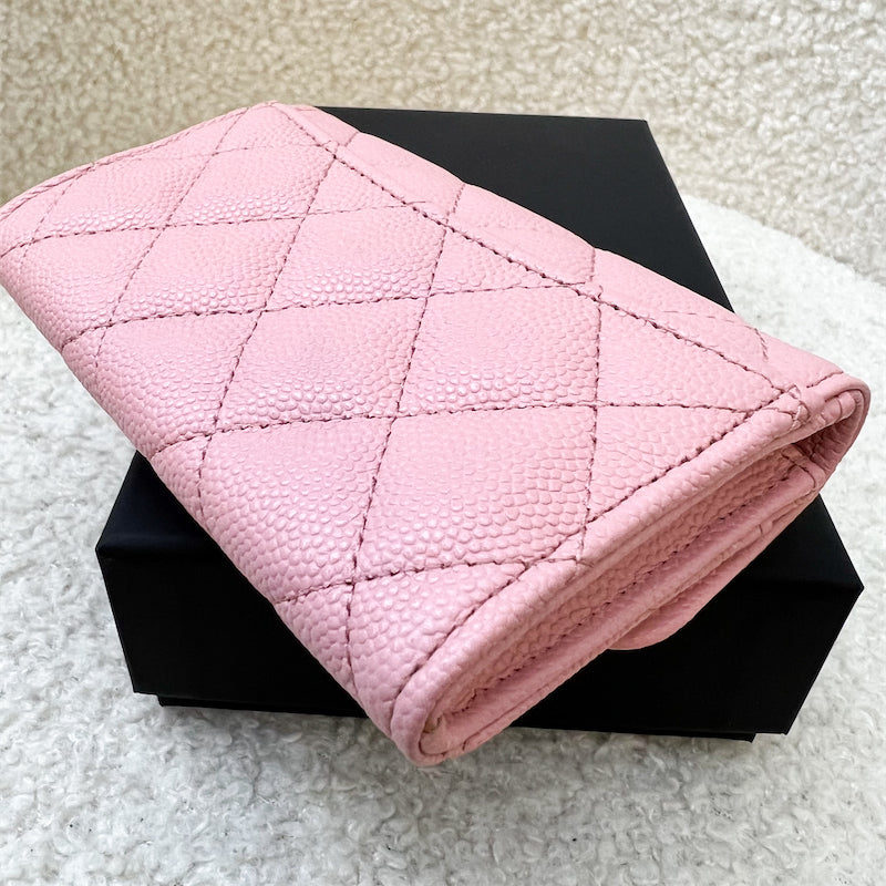 Chanel Classic Snap Cardholder in 22C Pink Caviar and LGHW