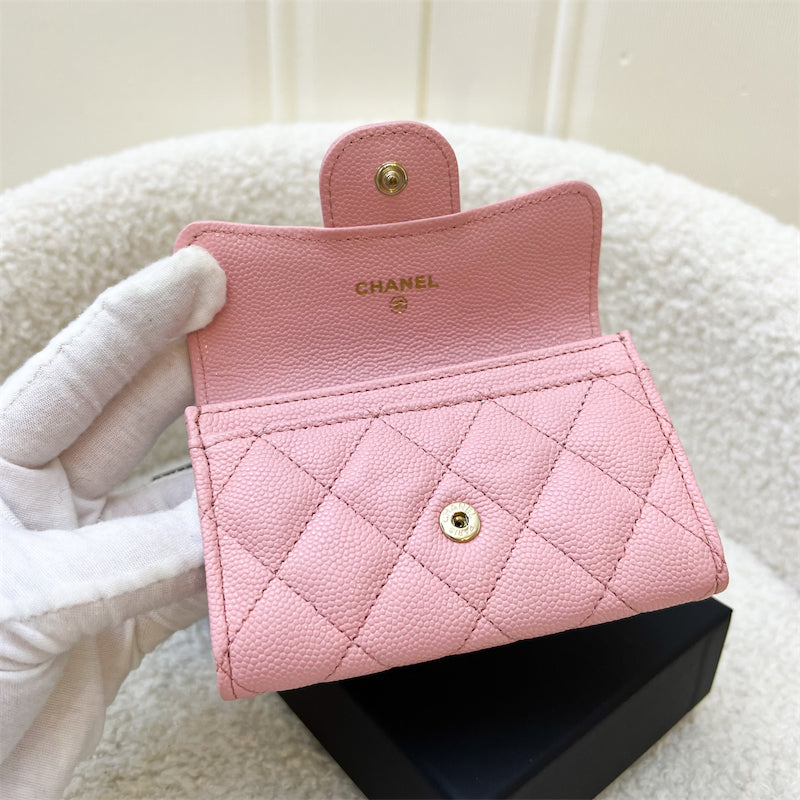 Chanel Classic Snap Cardholder in 22C Pink Caviar and LGHW