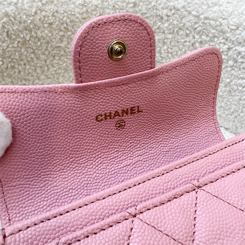 Chanel Classic Snap Cardholder in 22C Pink Caviar and LGHW